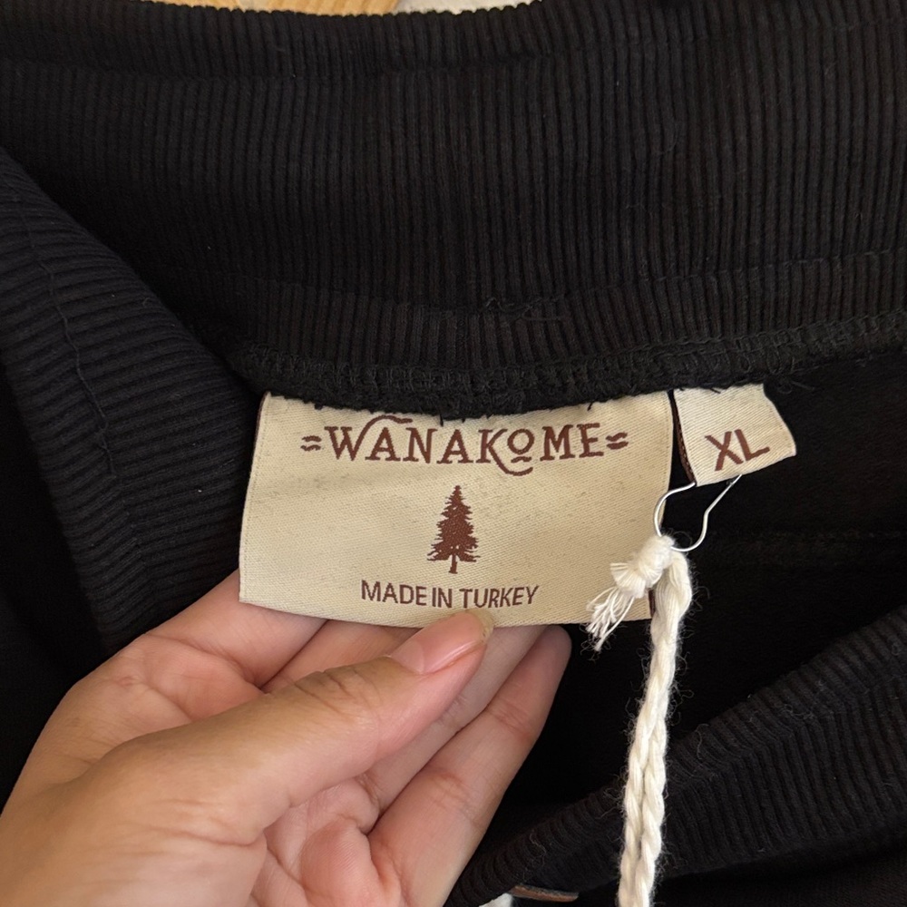 NWT Wanakome Black Joggers with White Drawstring Women’s XL IDA Terry - Picture 3 of 6